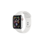 Apple Watch Series 4 44mm Cellular Silver Stainless Steel with White Sports Band