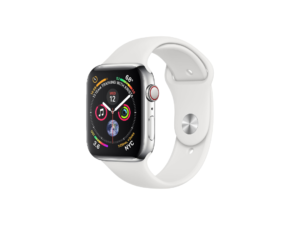 Apple Watch Series 4 44mm Cellular Silver Stainless Steel with White Sports Band